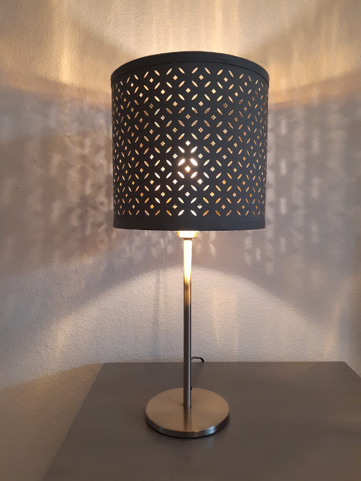 Lamp, green perforated shade (Ikea Nymö/Skaftet)